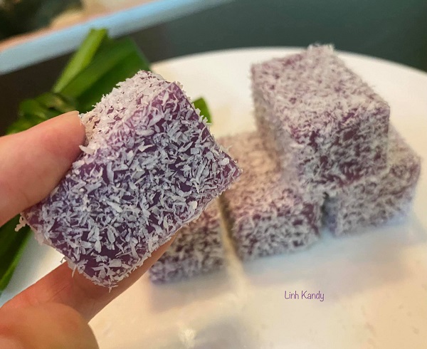 cach lam banh khoai tim phu dua 4 - Cách làm bánh khoai lang tím phủ dừa đơn giản